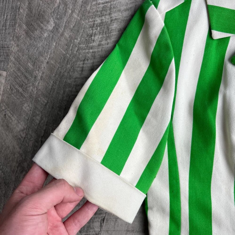 Vintage 1960's Arthur Jay Green and White Striped 3 Piece Jacket Skirt Short Set - Picture 5 of 13